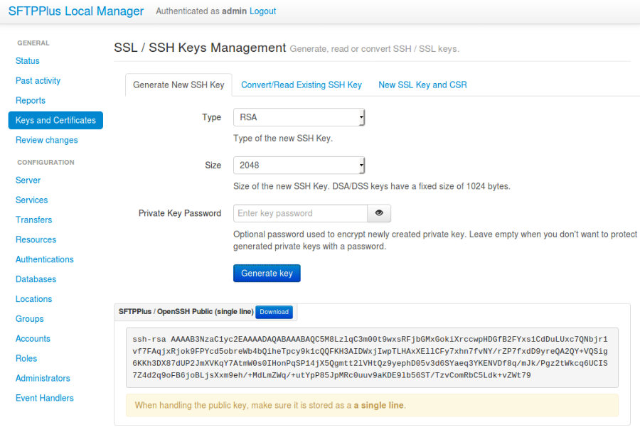 of key fingerprint ssh show SFTPPlus Documentation  8.6. Generating